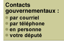 Contacts gouvernementaux. Courriel, téléphone, en personne, votre député