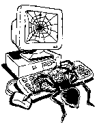 spider spinning web on a computer keyboard, illustration by Juliet Breese