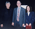 Photo: Roch Carrier, Ira Robinson and Cheryl Jaffee at Early Dilemmas of Jewish Orthodoxy in Canada: Rabbi Judah (Yudel) Rosenberg Lecture, November 2003.