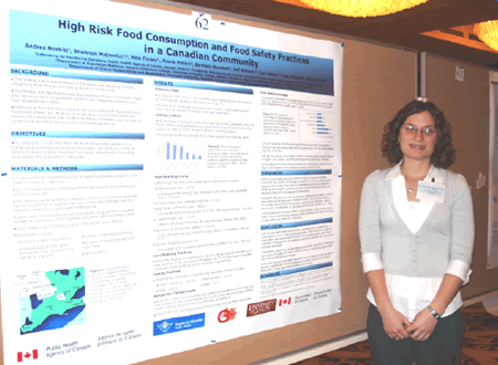 Sharing Knowledge:Andrea Nesbitt at her poster, 2nd Annual PHAC Research Forum, Winnipeg