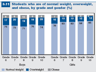 Overweight and obesity levels among young Canadians