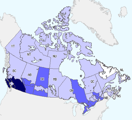 Influenza Activity Level by Influenza Surveillance Regions, Canada