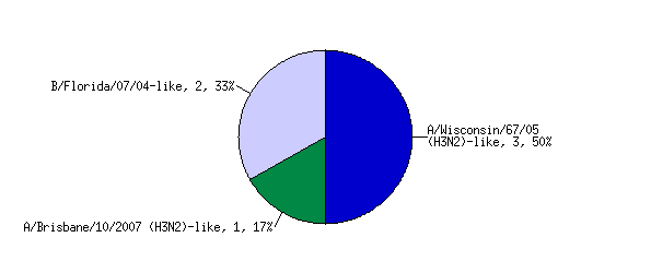 Influenza strain characterization, Canada, cumulative, 2007-2008 influenza season by the Respiratory Viruses Section at the National Microbiology Laboratory