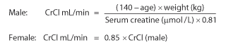 calculation of estimated creatinine clearance