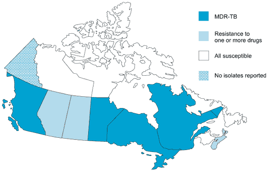 Figure 1 - Reported MTB isolates in Canada by province/territory - 1998 (n = 1,423)