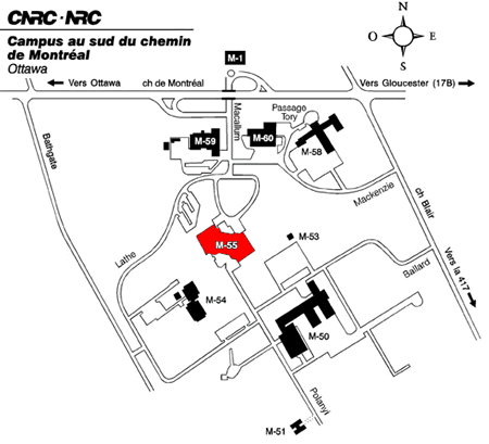 Carte pour se rendre à l'ICIST-CNRC