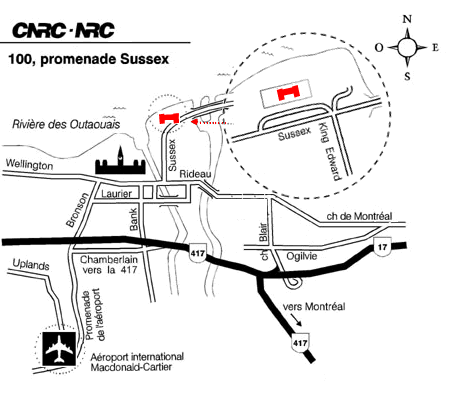 Carte pour se rendre aux Archives du CNRC