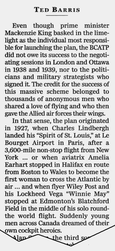 National Post clipping, 29 Dec 2005: From the second in a three-part excerpt from Ted Barris's book, "Behind The Glory: Canada's Role in the Allied Air War"
