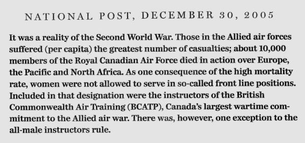 National Post clipping, 30 Dec 2005: The third in a three-part excerpt from Ted Barris's book, "Behind The Glory: Canada's Role in the Allied Air War"