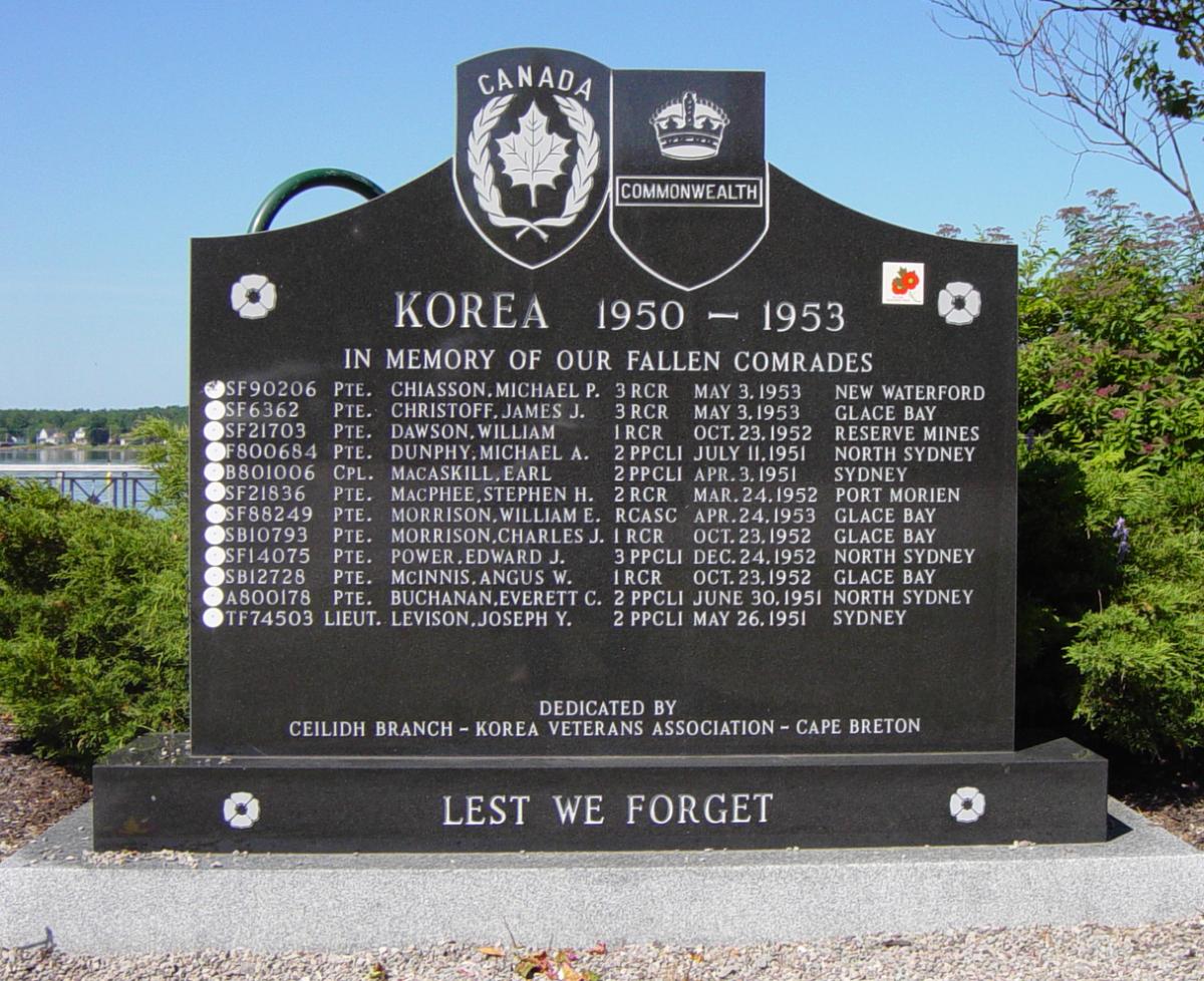 Sydney, Nova Scotia: Korean War memorial