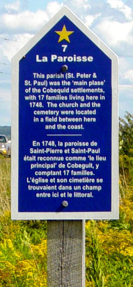 Colchester County: Acadian Heritage sign #7W (west), Masstown