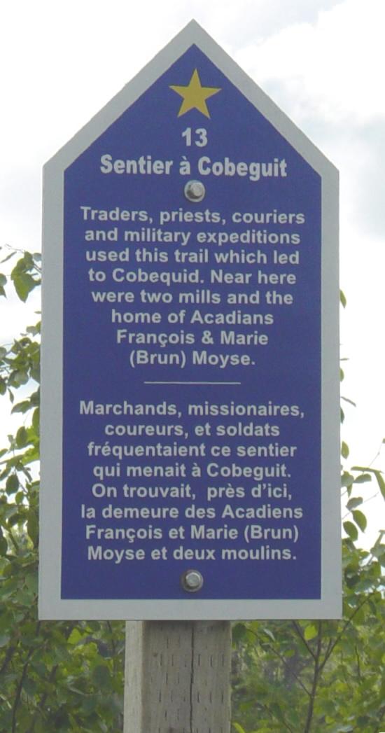 Colchester County: Acadian Heritage sign #13, Cooper Road, Tatamagouche