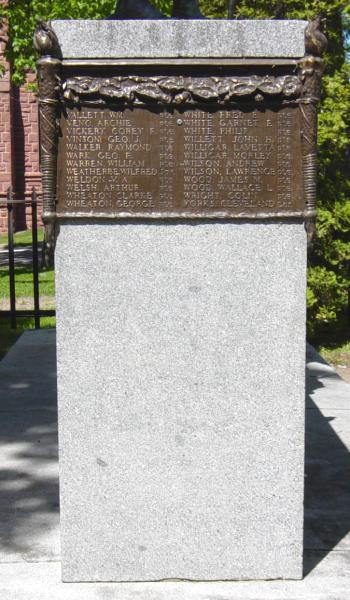 Cumberland County war memorial monument: South face