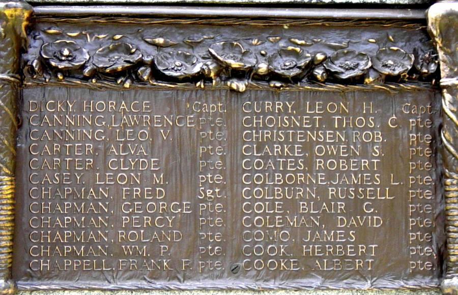 Cumberland County war memorial monument, east face, upper row, plaque #3