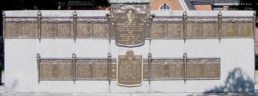 Cumberland County war memorial monument, east face