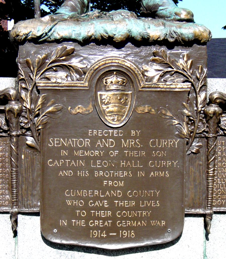 Cumberland County war memorial monument, east face, upper row, plaque #4