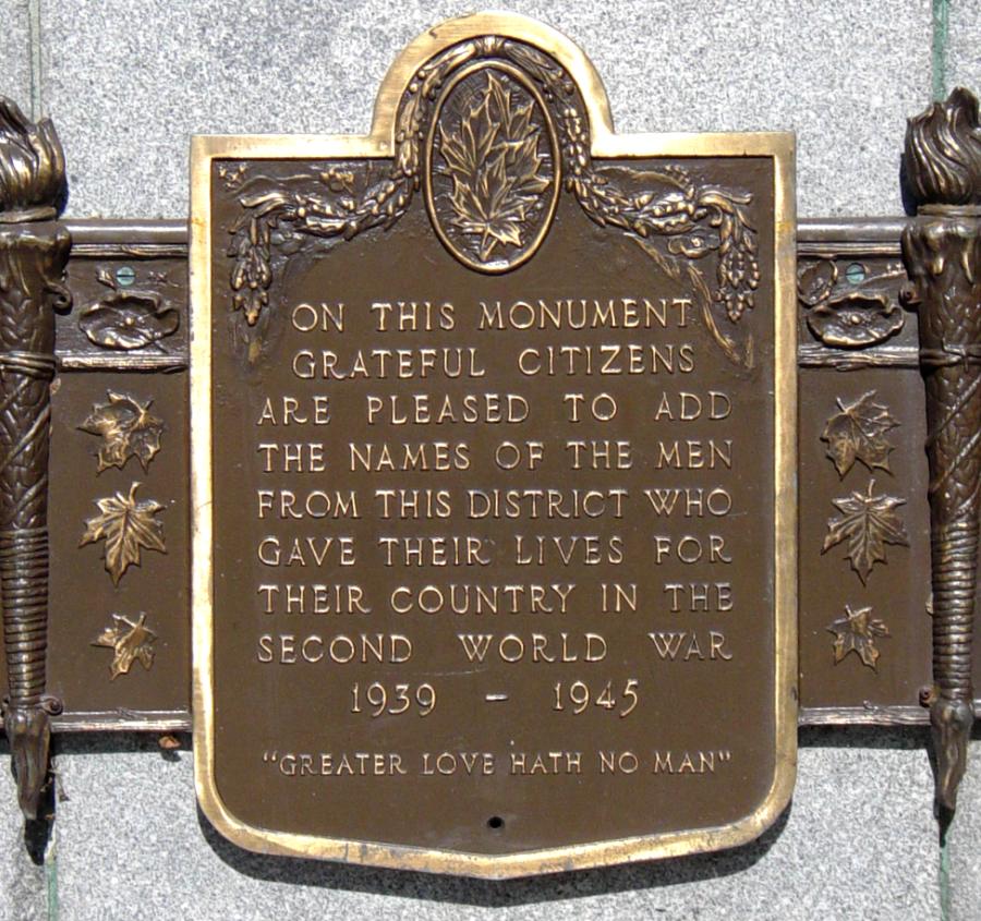 Cumberland County war memorial monument, east face, lower row, plaque #3
