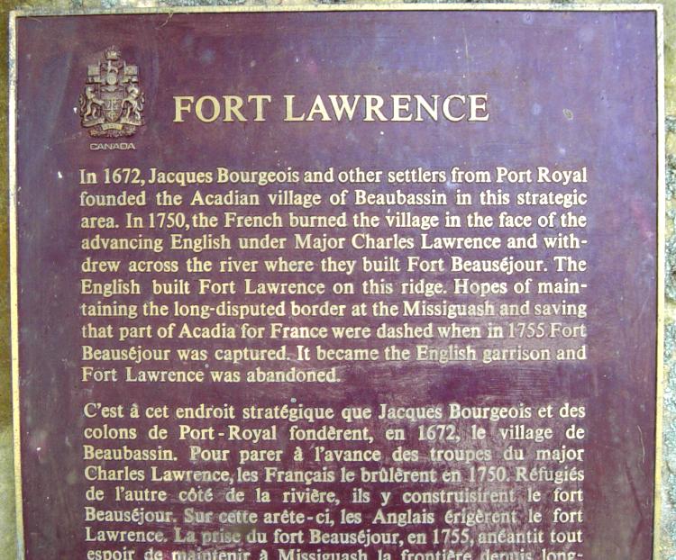 Fort Lawrence historic plaque