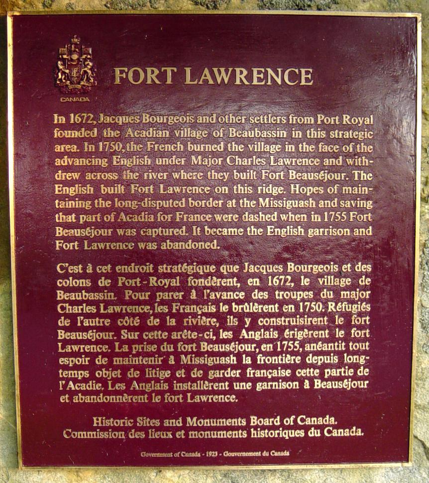 Fort Lawrence historic plaque