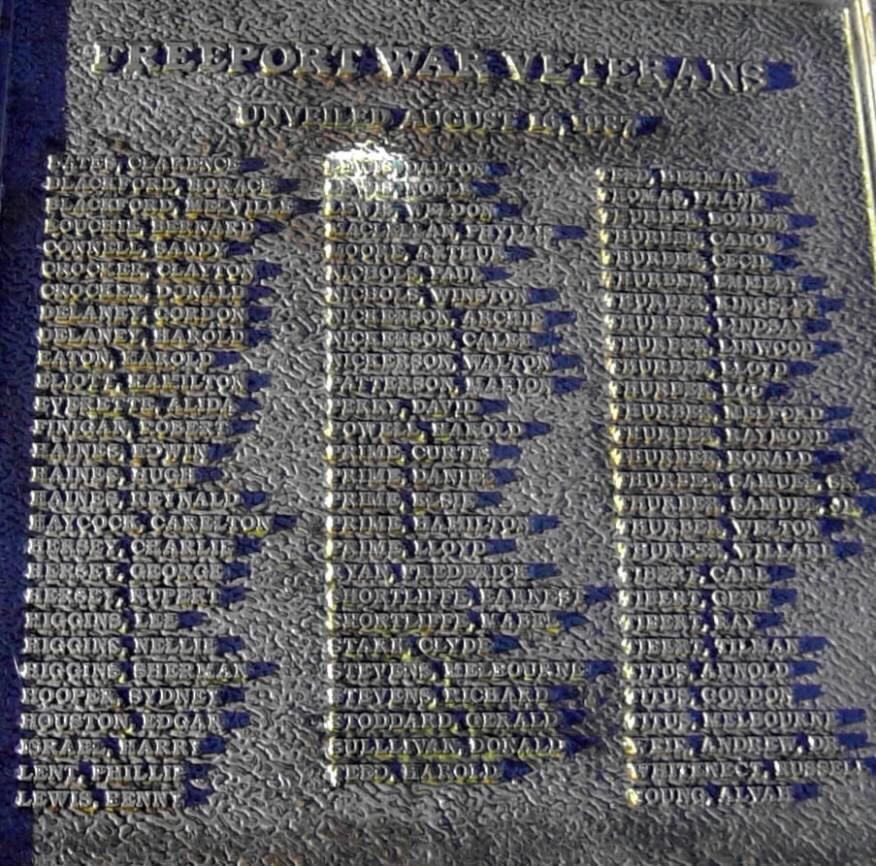 Freeport war memorial, 1987 plaque