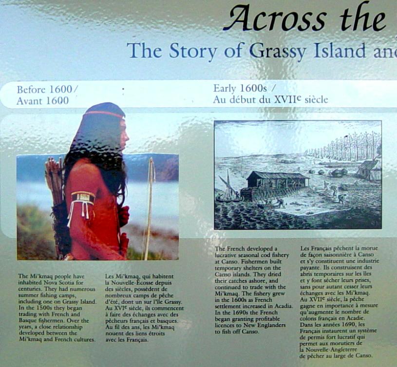 Detail of east interpretative panel at Grassy Island landing hut