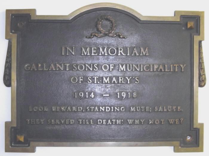 Sherbrooke: world war one memorial plaque