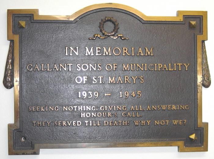 Sherbrooke: world war two memorial plaque