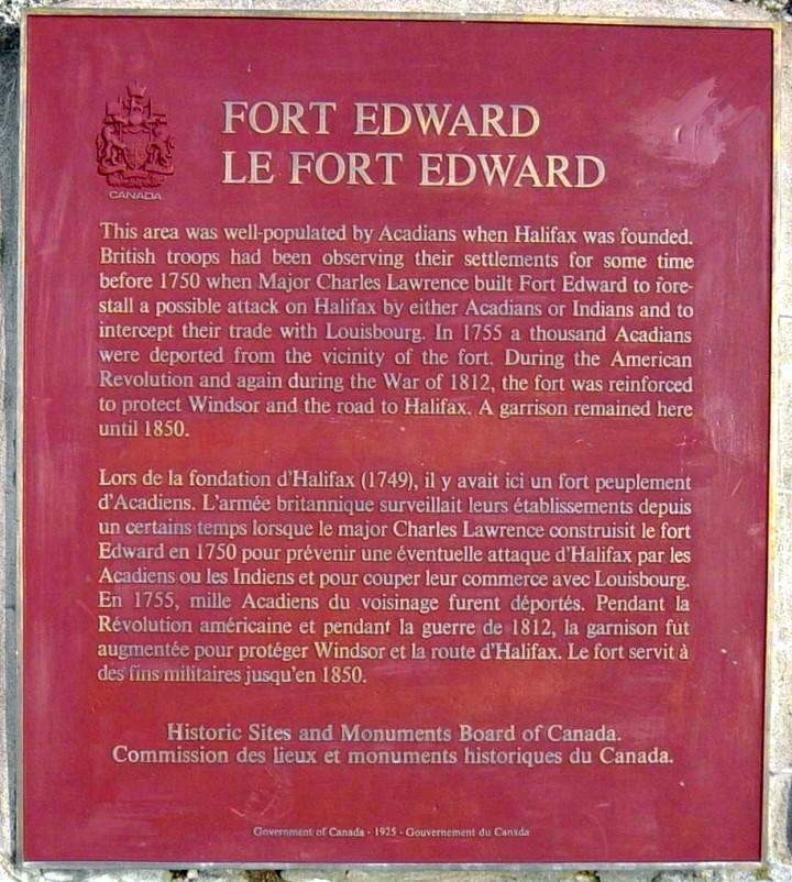 Plaque on Fort Edward cairn, Windsor