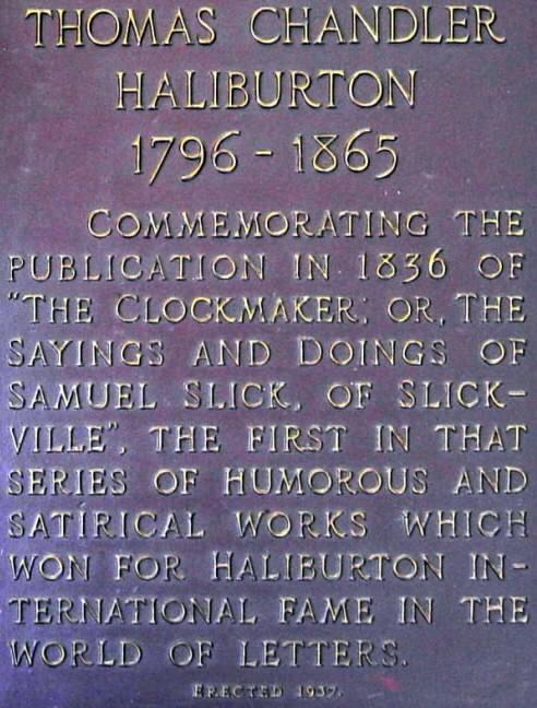 Windsor: T.C. Haliburton plaque, text