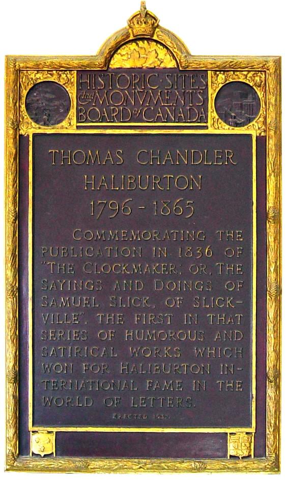 Windsor: T.C. Haliburton plaque, whole plaque
