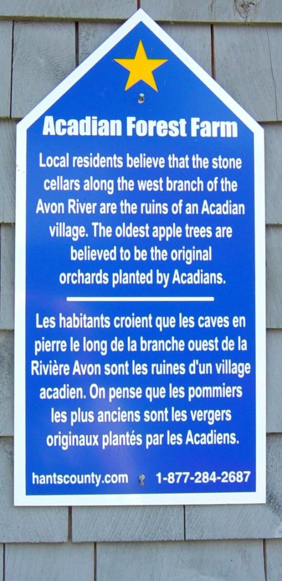 Hants County: Acadian Heritage sign #04, Acadian Forest Farm