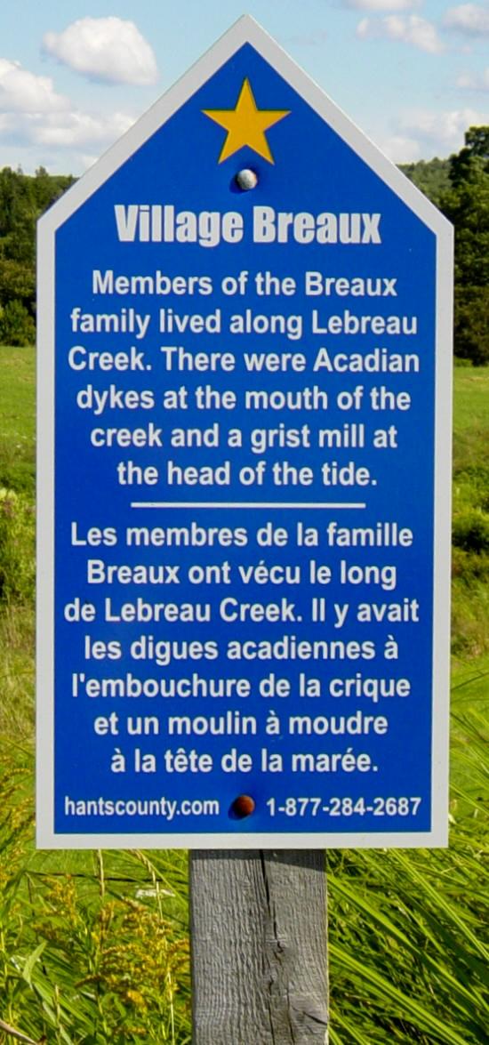 Hants County: Acadian Heritage sign #08, Lebreau Creek