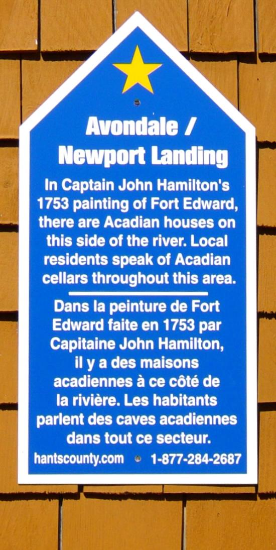 Hants County: Acadian Heritage sign #16, Avondale