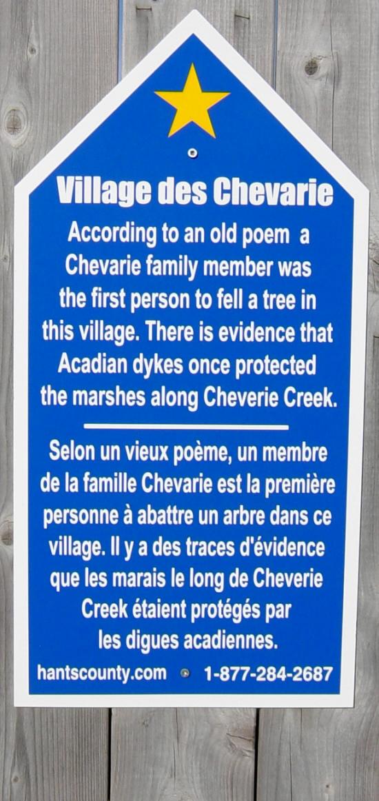 Hants County: Acadian Heritage sign #20, Cheverie