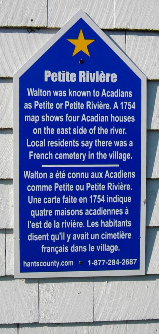 Hants County: Acadian Heritage sign #21, Walton