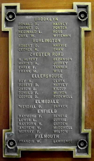 Hants County: World War Two memorial, plaque one