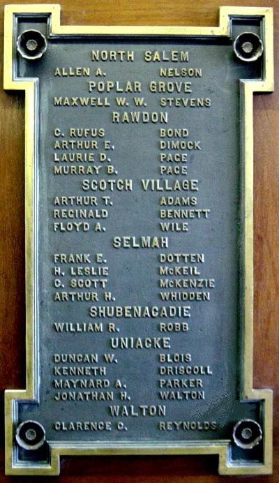 Hants County: World War Two memorial, plaque four