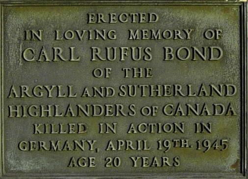 Upper Rawdon: Carl Rufus Bond memorial plaque