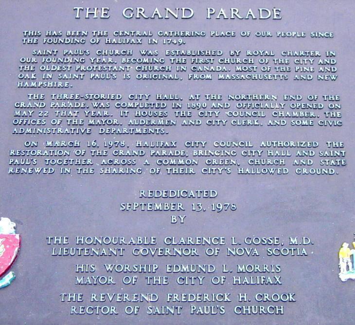 Grand Parade plaque in front of City Hall