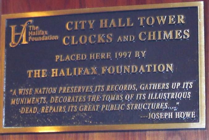 Halifax City Hall clocks and chimes 1997