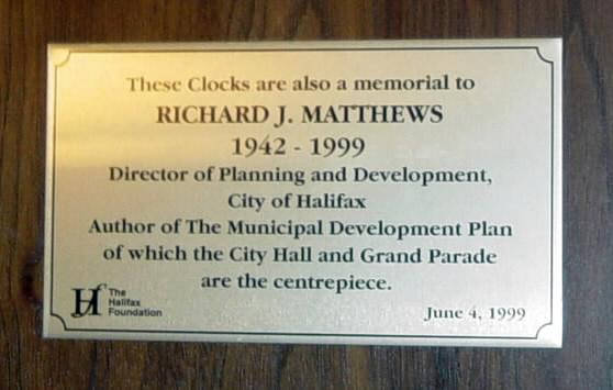 Clocks and Chimes Plaque 1999: Richard J. Matthews