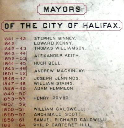 Plaque in Halifax City Hall