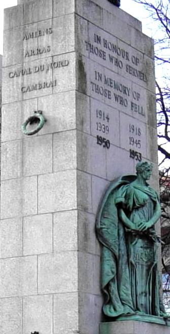 Halifax war memorial monument: inscriptions on the east and north faces