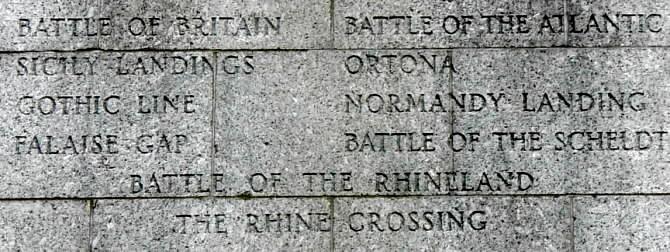 Halifax war memorial monument: upper inscription on the south face