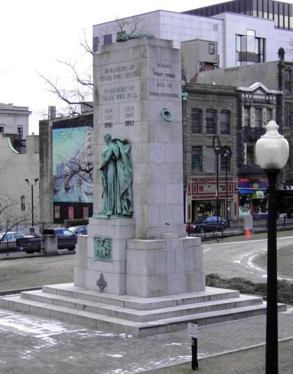 Halifax war memorial monument: north and west faces