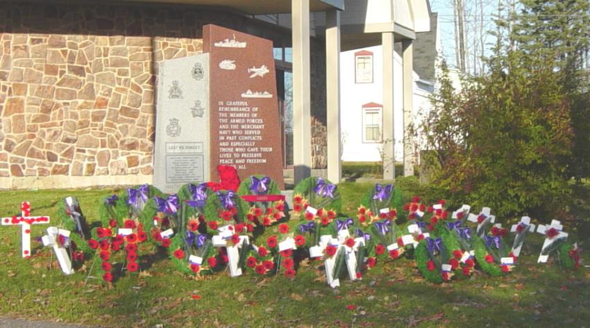 Detail, Hubbards war memorial, after Rememberance Day 2005