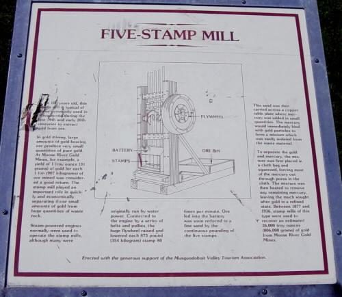 Moose River Gold Mines park: stamp mill interpretative panel