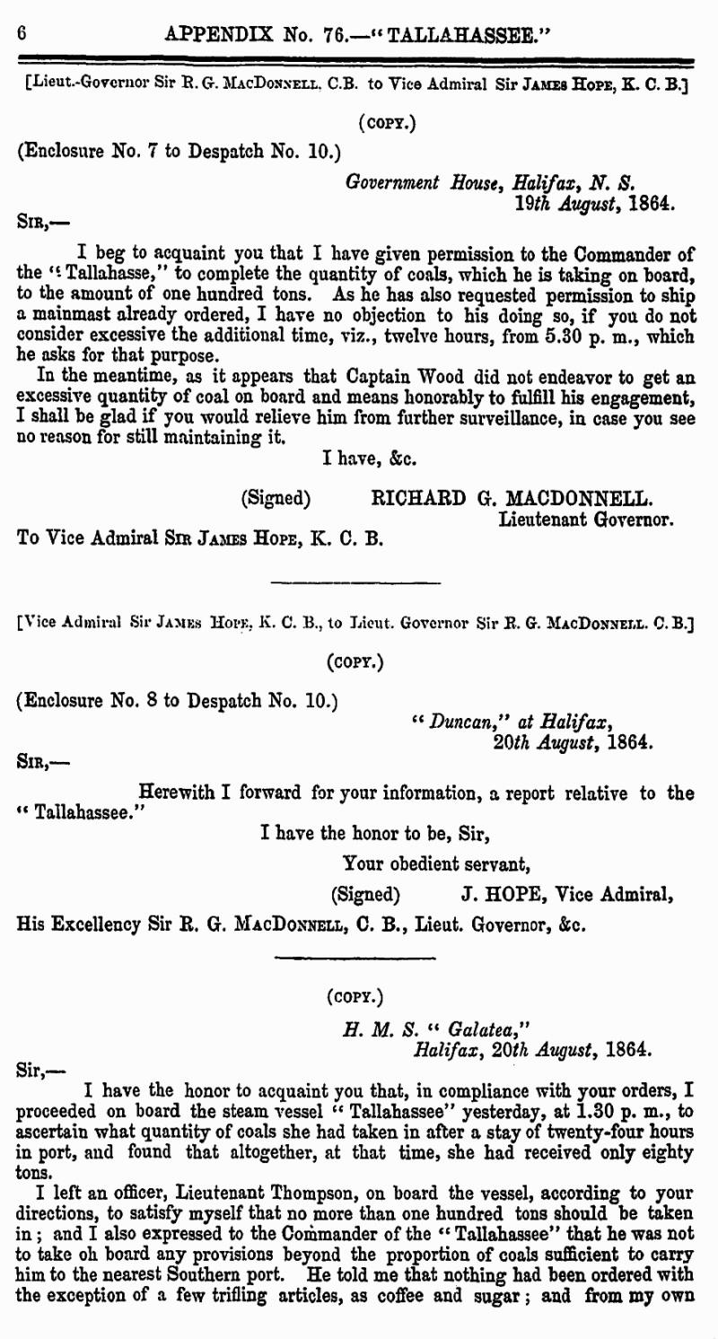 page 6 Appendix 67 – Tallahassee, Journal & Proceedings 1865, Nova Scotia House of Assembly