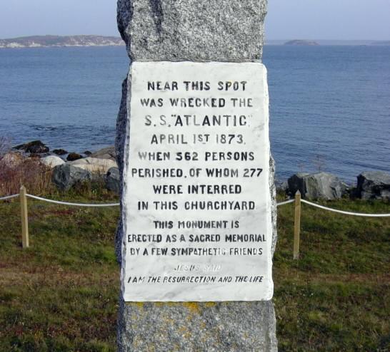 S.S. Atlantic memorial, Sandy Cove: detail, west face