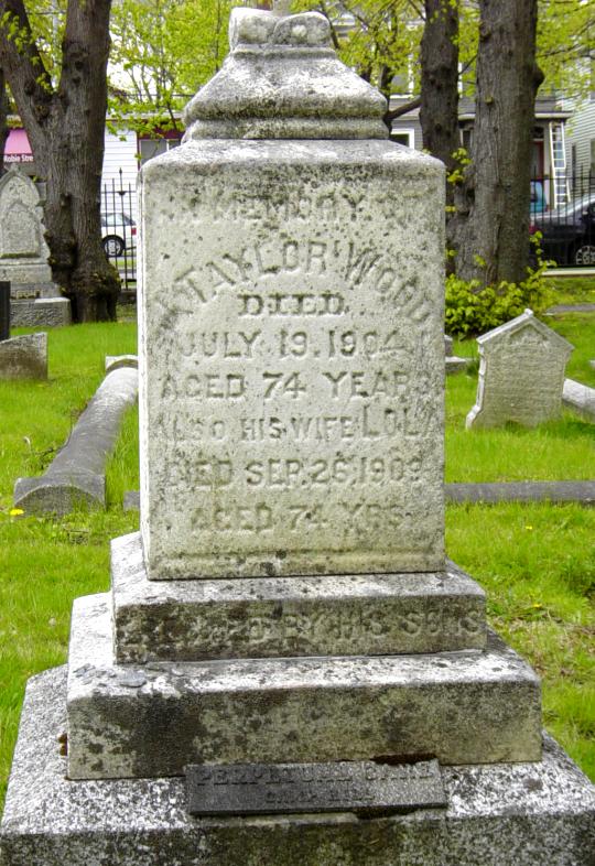 Halifax: Taylor Wood tombstone, Camp Hill cemetery